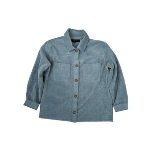 LOVE TREE Corduroy Shacket Light‎ Blue Button Front Collared Long Sleeve Women L
